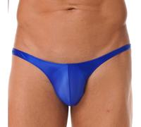 RUNQHUI String Homme Sexy Bikini Slip de Bain Brillant Maillot de Bain Shorty Taille Basse Tanga Mini Slip M-XXL Bleu XL