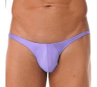RUNQHUI String Homme Sexy Bikini Slip de Bain Brillant Maillot de Bain Shorty Taille Basse Tanga Mini Slip M-XXL Violet XL