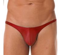 RUNQHUI String Homme Sexy Bikini Slip de Bain Brillant Maillot de Bain Shorty Taille Basse Tanga Mini Slip M-XXL Rouge XL