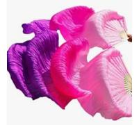 runrayay 1 Paire d'éventails de Danse Orientale en Imitation Soie pour Femme, 1,5 m, Faits Main, 3 Couleurs.