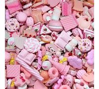 RUNRAYAY 100Pcs 3D Pink Assorted Candy Nail Charms, Sugar Cute Nail Charms Resin Flatback Nail Art Charms for Valentine's Day Manicure DIY Crafts Accessories