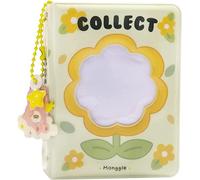 runrayay 3 inch Mini Album Photo Kpop Photocard Holder, Flower Hollow Photocard Id Holder with Pendant 40 Pockets - Yellow Flower