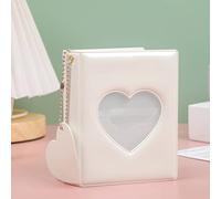 RUNRAYAY 3 Pouces Photocard Album Kpop Mini Classeur Photo avec Pendentif, White Love Heart Hollow Photocard Id Holder pour Carte de Visite Photocard Holder, 32 Poches, (HOME-ZM001-T085-EU)