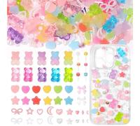 RUNRAYAY 400 breloques pour coques de téléphone, DIY, breloques pour ongles, strass en résine bling-bling, ours, nœuds, étoiles, amour, bonbons, perles, etc.