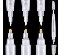 runrayay 6 pointeurs de peinture remplaçables, 3Mm & 0.7Mm pointeur acrylique permanent à deux têtes vierges, pointeur de marquage transparent pour la peinture murale en bois céramique métal peinture