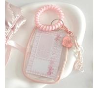 runrayay Acrylic Cute Kpop Photocard Holder, 3 inch Credit ID Bank Card Bus Card Student Card Pendant Keychain Badge Holder - Pink A