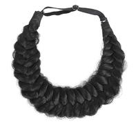 RUNRAYAY Bandeau tressé à 2 mèches, effet décoiffé, en cheveux synthétiques, noir, taille 2A.