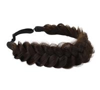 RUNRAYAY Bandeau tressé à 3 mèches, en cheveux synthétiques. Style classique et épais. Style large et épais. Accessoire de beauté pour femme et fille (Noir n° 8).