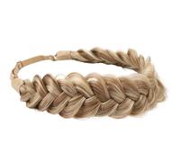 RUNRAYAY Bandeau tressé à 3 mèches en cheveux synthétiques, style classique, larges tresses épaisses, élastique, accessoire de beauté pour femme et fille (Blond 612#)