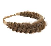 RUNRAYAY Bandeau tressé à 3 mèches en cheveux synthétiques, style classique, tresses larges et épaisses, élastique, accessoire de beauté pour femme et fille (Marron 27T12A)