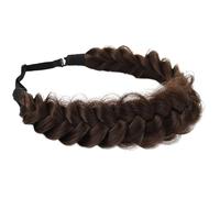 RUNRAYAY Bandeau tressé en cheveux synthétiques, style classique, larges mèches, tresses volumineuses et désordonnées, accessoire de beauté pour femme, marron foncé 4427#