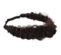 RUNRAYAY Bandeau tressé en cheveux synthétiques, style classique, larges mèches, tresses volumineuses et désordonnées, perruque, accessoire de beauté pour femme, noir 4A