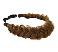 RUNRAYAY Bandeau tressé en cheveux synthétiques, style classique, larges mèches, tresses volumineuses et désordonnées, accessoire de beauté pour femme, marron clair 1227#