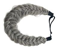 RUNRAYAY Bandeau tressé en cheveux synthétiques, style décoiffé, 2 mèches larges, accessoire de beauté pour femme et fille, gris 6A/613