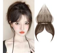 RUNRAYAY Bangs Clip Clip in Bangs, Real Human Hair Bangs Clip In Hair Extensions Air Bangs Coiffures For Woman With Temples Secure Clips en pleine frange, marron clair