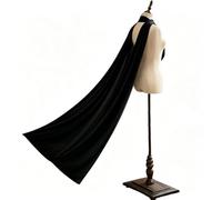 RUNRAYAY Black 157 Inch Chiffon Bridal Neck Scarf for Wedding Detachable Neckerchief Flowing Shawl for Marriage Accessory, Black