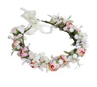 RUNRAYAY Bridal Pink & White Flower Leaf Flower Crown Eucalyptus Floral Headband Wedding Festivals Photo Props for Fairy Costume Renaissance Cosplay, D