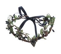 RUNRAYAY Coiffe de fleurs noires, couronne florale féerique, serre-tête d'elfe des bois, couronne de forêt, diadème elfique pour Renaissance, cosplay, Noël, mariage