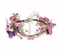 RUNRAYAY Coiffe féerique papillons fleurs des bois Couronne elfique, couronne elfique médiévale avec lianes pour accessoires Renaissance, cosplay femme Fairycore - C