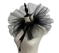 RUNRAYAY Col de clown noir rétro victorien en maille à volants, col de clown superposé - B