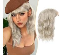 RUNRAYAY Complément capillaire pour femmes, synthétique, ondulé, raie au milieu, avec frange, à clipser - 18T60