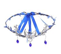 RUNRAYAY Couronne d'elfe bleue, coiffe Forêt Lunaire, diadème floral d'elfe pour accessoires de fée, femmes, Fairycore, Renaissance, cosplay, fantasy, F