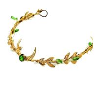 RUNRAYAY Couronne d'elfe lunaire dorée faite main, diadème elfique, coiffe de forêt, diadème de déesse féerique, accessoire de reine médiévale pour femmes et filles, accessoire d'Halloween