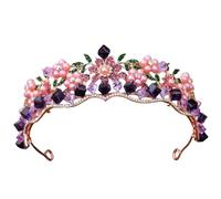 RUNRAYAY Couronnes de fleurs pour femmes, diadèmes et couronnes pour femmes, couronnes gothiques violettes pour filles, diadème de reine baroque vintage pour coiffes de bal de concours de mariage