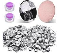 runrayay Cover Buttons Kit with Tools Size Buttons to Cover Self Cover Buttons, Make Your Own Buttons, 100 Button Sets & Tools (Size 24/0.59 inch)