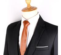 RUNRAYAY Cravates en cuir pour homme, couleur unie, formelles, couleur café, pour mariage.