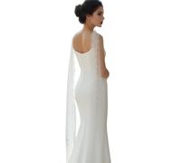 RUNRAYAY Écharpe de cou de mariée en dentelle blanche longue pour mariage, 146 pouces, écharpe de voile de mariage pour mariée, enveloppe en tulle minimaliste cérémonie, fuite, réception de mariée