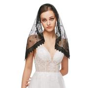 RUNRAYAY Église catholique des femmes avec voile, voile de dentelle traditionnelle église Mantilla avec couverture de la tête de la messe latine, noir