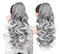 RUNRAYAY Extension de queue de cheval de 66 cm, queue de cheval à clipser pour femme, queue de cheval synthétique longue, bou et ondulée, dégradée, T2-1001#