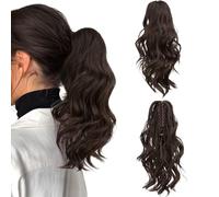 RUNRAYAY Extension de queue de cheval, extension de queue de cheval avec cordon de serrage pour femme, 35,5 cm, queue de cheval ondulée et dégradée, extension de cheveux synthétiques à pince, 6#