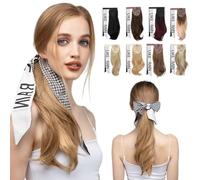 RUNRAYAY Extension queue de cheval de 40 cm avec bandeau, cheveux bouclés et ondulés, à clipser, longues queues de cheval à enrouler, synthétiques, blonds.