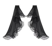 RUNRAYAY Femmes Gothiques Manches en Tulle Poignets en Maille Mousseline de Soie Victorienne Manches Amovibles Brassard en Dentelle Gants de Concours Scène pour Halloween Fête Mariage Cosplay - Noir