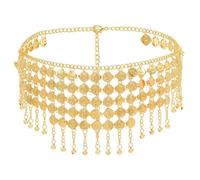 RUNRAYAY Foulard de hanche à pièces dorées pour danse orientale, accessoire de jupe de danse orientale, foulard à franges pour tenue de danseuse orientale