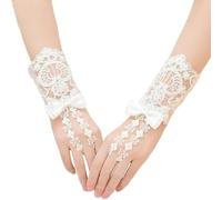 RUNRAYAY Gants sans doigts en dentelle pour femmes, gants de sorcière avec nœud papillon, accessoires de costume d'ange pour mariage, bal de promo, opéra