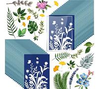 runrayay Kit de Papier Cyanotype, 32 Feuilles de Papier Cyanotype avec 1 Feuille de Panneau Acrylique, A6 Papier d'impression Solaire de Haute Sensibilité pour l'Artisanat et Le (5.8 X 4.1 inch)