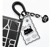 runrayay Kpop Photocard Holder, Clear Black Cat Acrylic Card Sleeves, Picture Frames, Top Loaders for Cards, Photocard Holder Keychain, Cute Design, Kpop Album - D