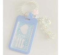 runrayay Kpop Photocard Holder Keychain Cartoon Pc Holder Kpop ID Badge Holder with Keychain Student Bus Card Pendant Keychain Hard Shell Protective Photo Sleeves - Blue