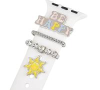 runrayay Letter Watch Decorative Ring Loops Charms for Apple, Watch Band Accessories Rings Compatible 45mm 42mm 41mm 40mm 38mm iWatch Series Watchband Metal (No Watch Band)