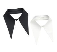 runrayay Lot de 2 faux cols, collier ras du cou style Peter Pan, noir et blanc