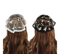 RUNRAYAY Lot de 2 voiles en dentelle florale à motif floral, voile de messe latine, voile catholique, foulard court pour mariée, B