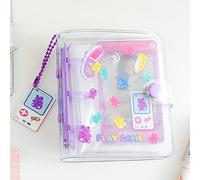 runrayay Ours Mauve Mini Album Photo, Livre de Collecte de Cartes Photo 3 Pouces, Pochette de Rangement Transparente pour Appareil Photo Kawaii Photo Wedding Birthday Memory Gift, 40 Poches