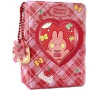 runrayay Pink Rabbit Kpop Photocard Binder avec Pendentif, 3 Pouces Love Heart Hollow Photocard Holder Book Sleeves, 40 Pockets A5 Binder Mini Photo Album for Business Card Holder