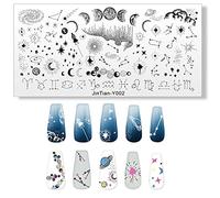 RUNRAYAY Plaque de timbre pour ongles en forme de lune et d'étoile, pochoirs pour ongles de Nail Art sur le thème des constellations, outils de Nail Art en acier inoxydable, série Starry Sky.