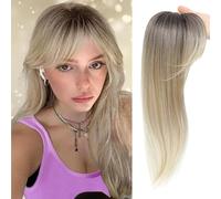 RUNRAYAY Postiche à 360° en 3D pour femme avec cheveux clairsemés, 45,7 cm de long, avec frange au milieu, blond Rt6/22/613A#