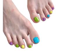RUNRAYAY Press on Toenails Short, French Tip Press on Toenails, Colour Soft Stick Toe Nail Tips, Fake Toe Nail Extensions