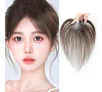 RUNRAYAY Toppers à cheveux pour les femmes, grand brun de base avec frange de division mettant en évidence le vrai topper à cheveux humains avec des toppers à cheveux pour femmes, style brun 1